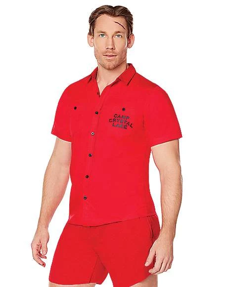 Adult Camp Crystal Lake Button Down Shirt - Friday The 13th 3 Adult Camp Crystal Lake Button Down Shirt - Friday The 13th