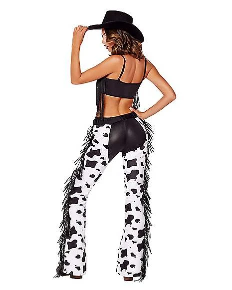 Adult Cow Print Chaps 4 Adult Cow Print Chaps - Image 2